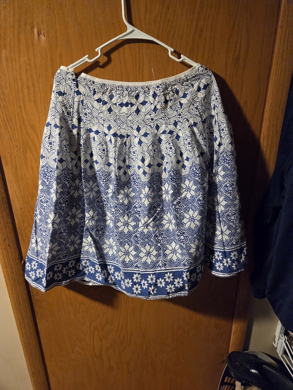 Blue and White Floral Print Skirt